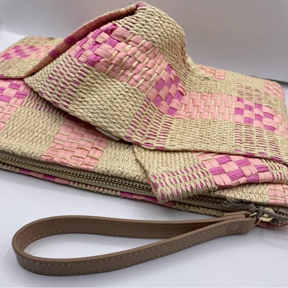 a new day knot straw clutch woven plaid - Image 4