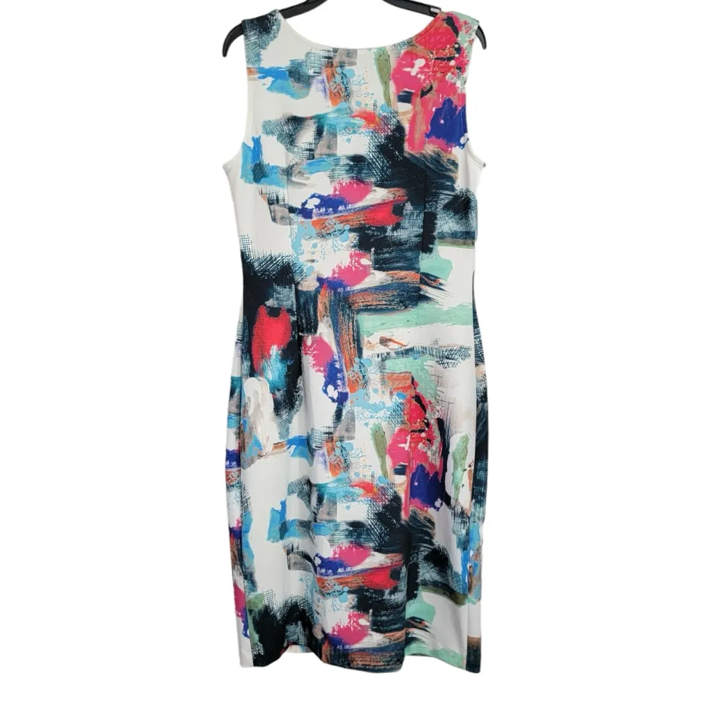 Joseph Ribkoff Paint Stroke Abstract Art Multicolor Sheath Pencil Dress Size 8 - Image 9