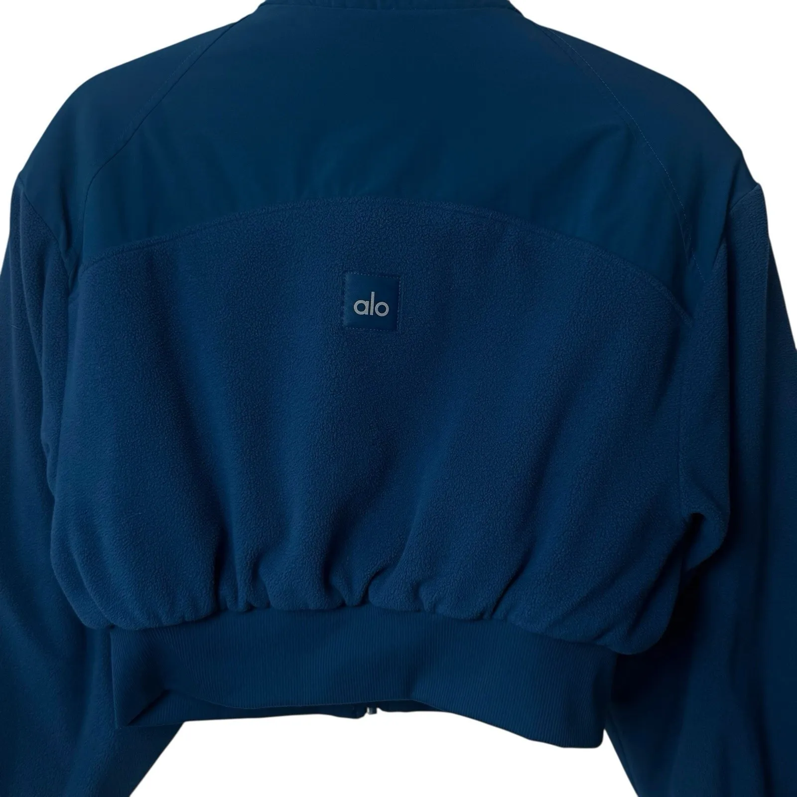 ALO Yoga Polar Fleece Cropped Wintry Mix Jacket in Eclipse Blue Cozy Athletic M - Image 6