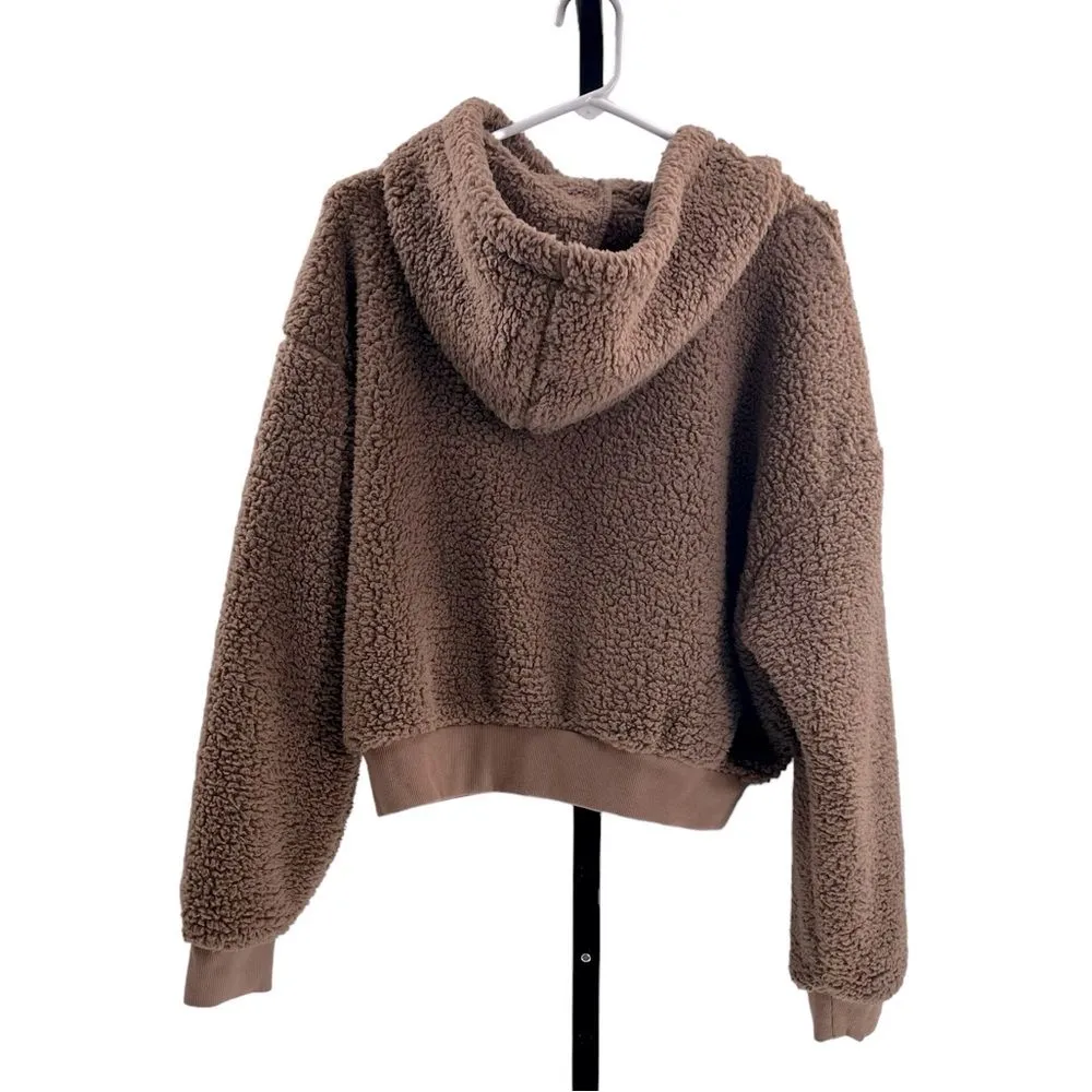 Skims Women’s Size L Teddy Zip Up Hoodie Tigers Eye Brown Comfy Sherpa‎ Lounge - Image 6