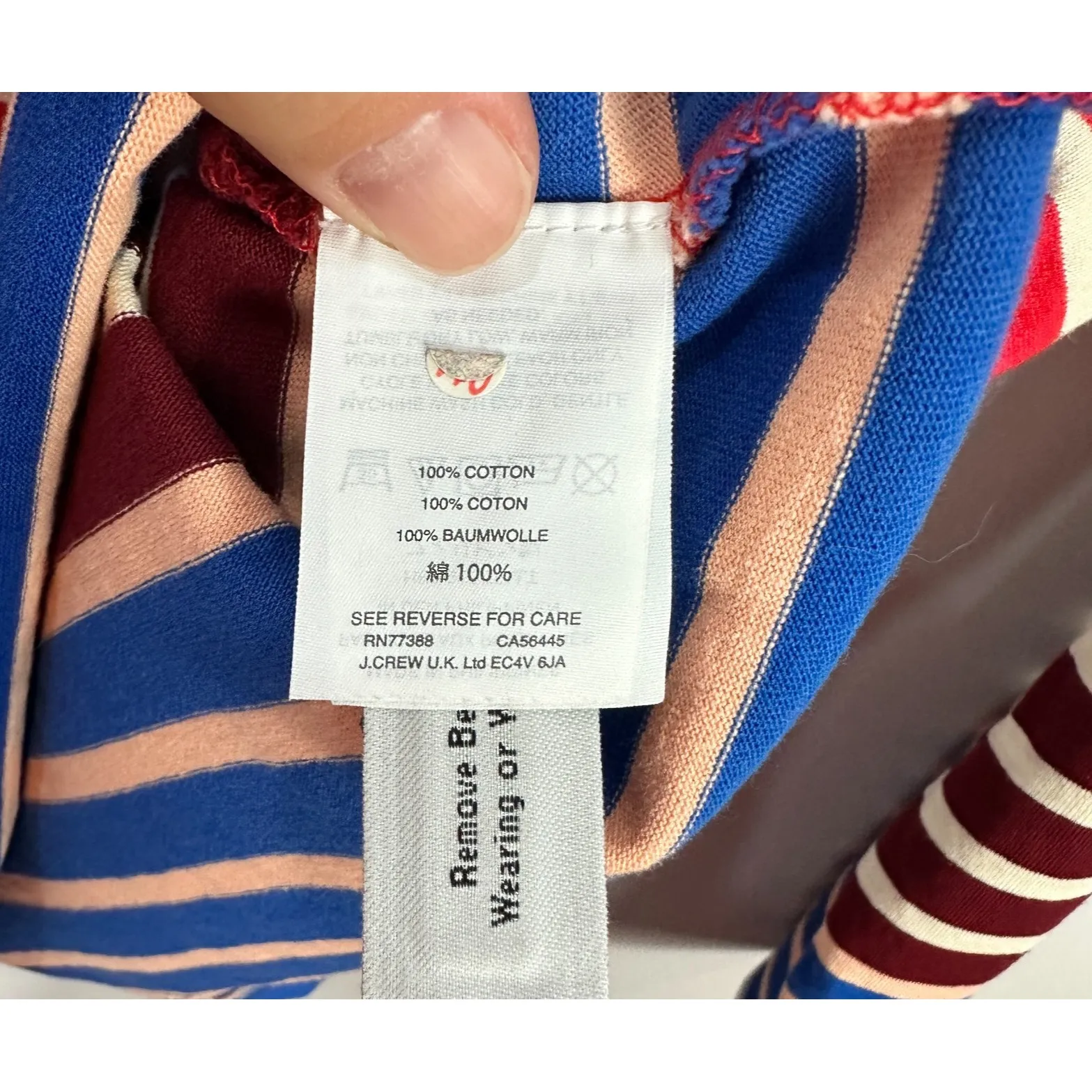 J.Crew Womens Small Red Multicolor Striped 100% Cotton Long Sleeve Top Preppy - Image 4