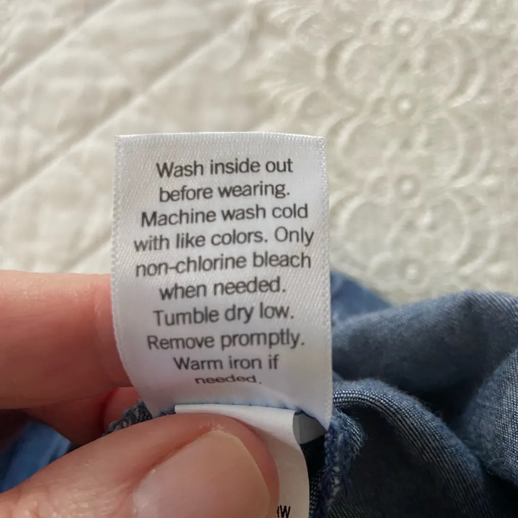 Croft & Barrow Wide Leg Pull On Chambray Cropped Pants Size Small Coastal Beach - Image 6