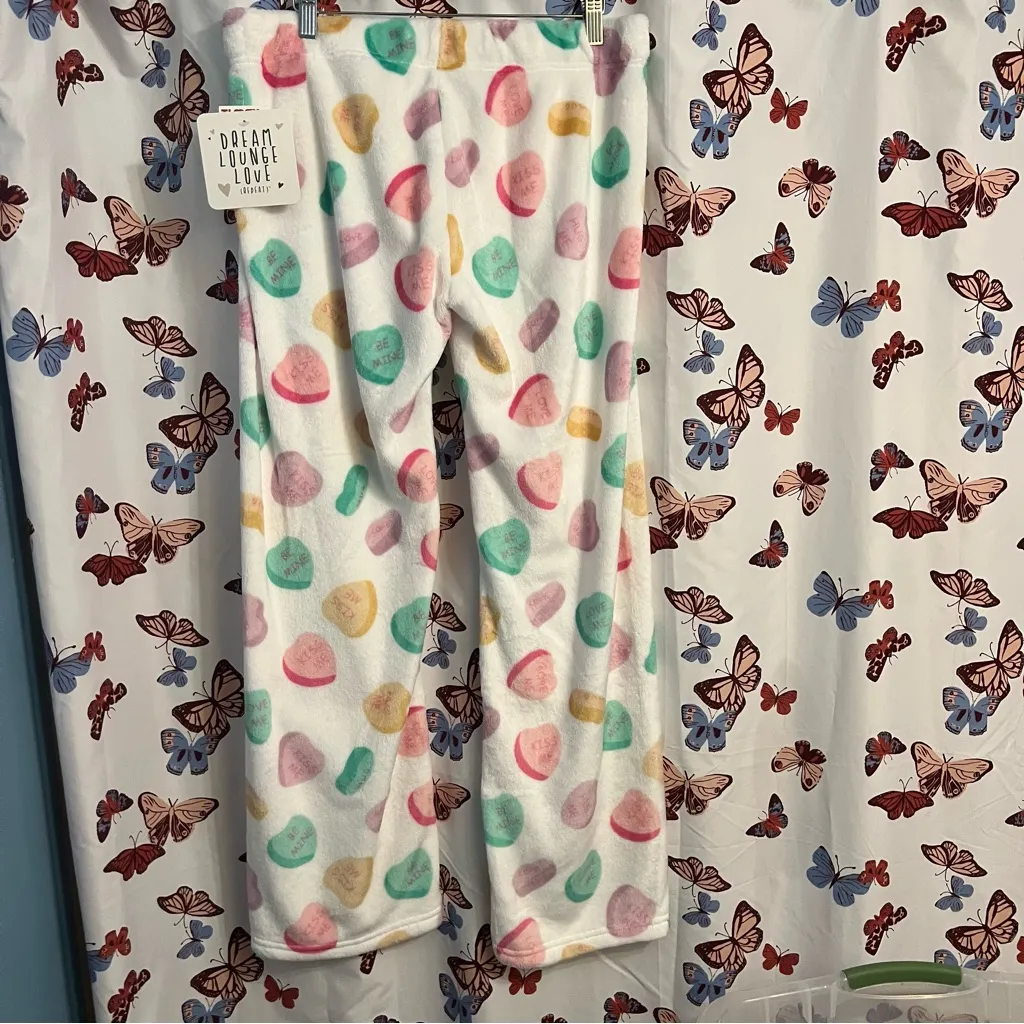 Conversation heart fuzzy pj pants Size M - Image 2