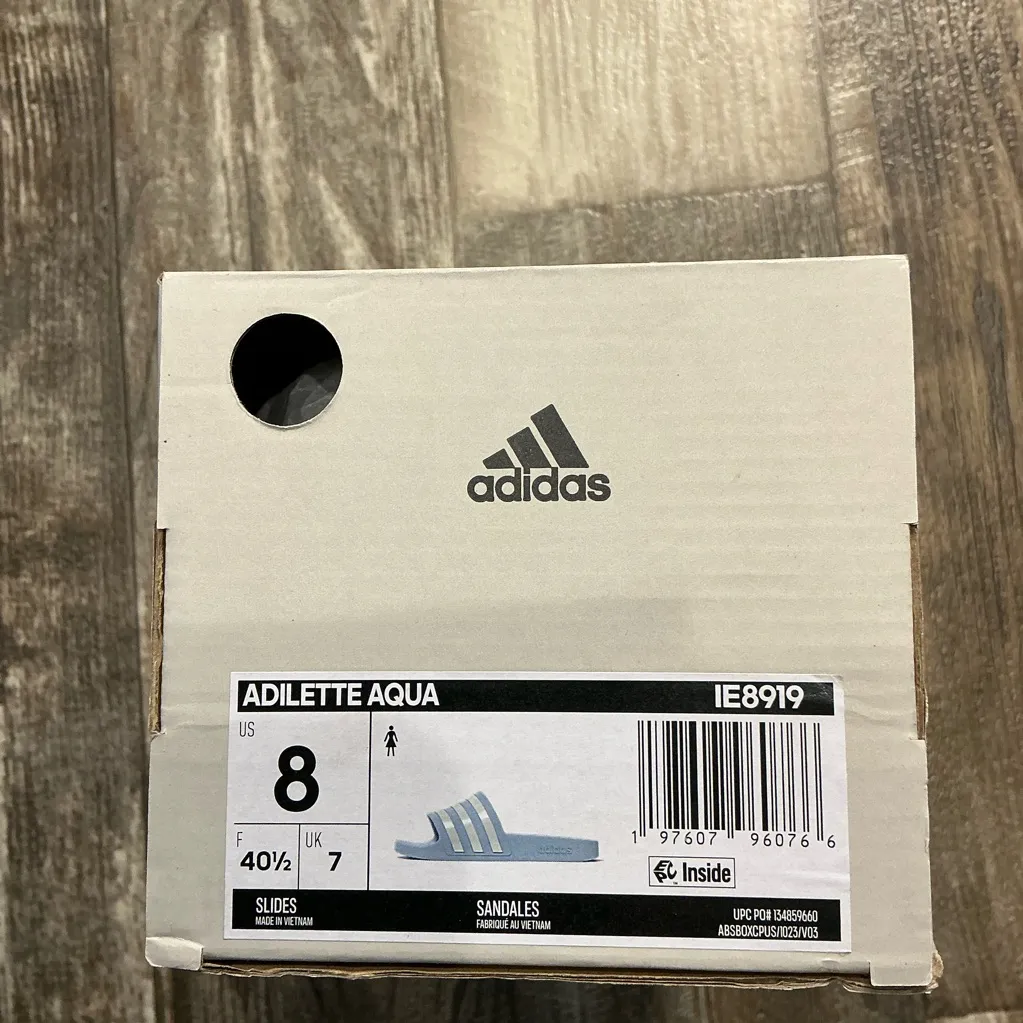 Adidas Adilette Aqua Blue and White Slides Size 8 - Image 8