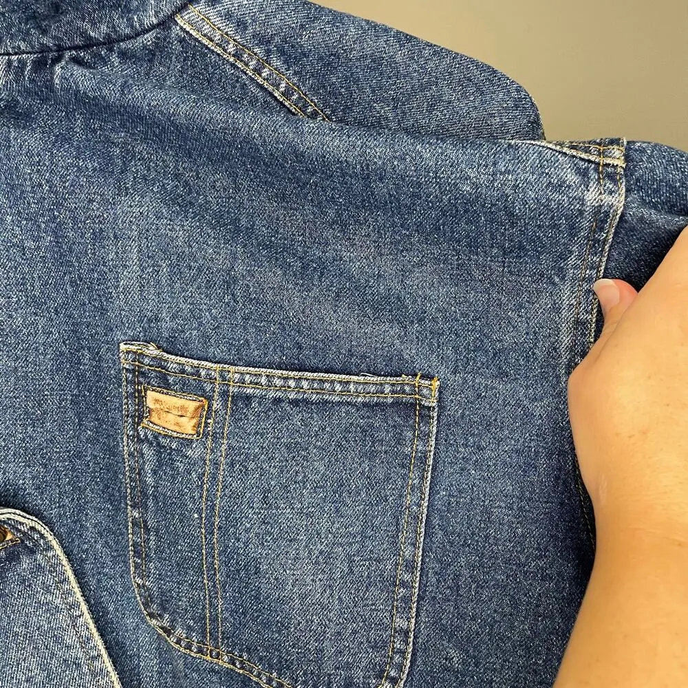 Laurice Outerwear Vintage 90s Denim Flannel Lined Button Up Jacket size Large - Image 10