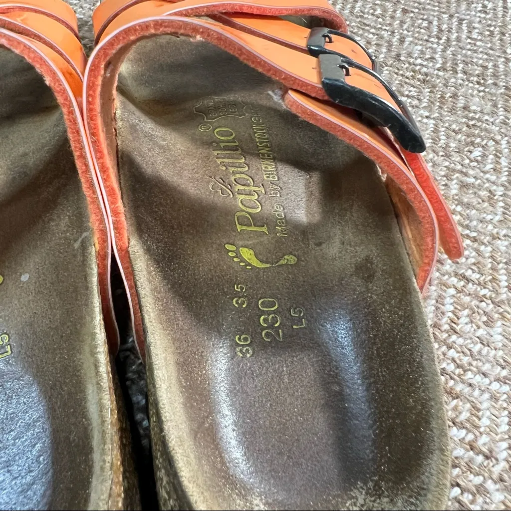 BIRKENSTOCK BIRKIS NEPAL SANDALS ORANGE Criss Cross Straps Sz 36 Casual Comfy - Image 5
