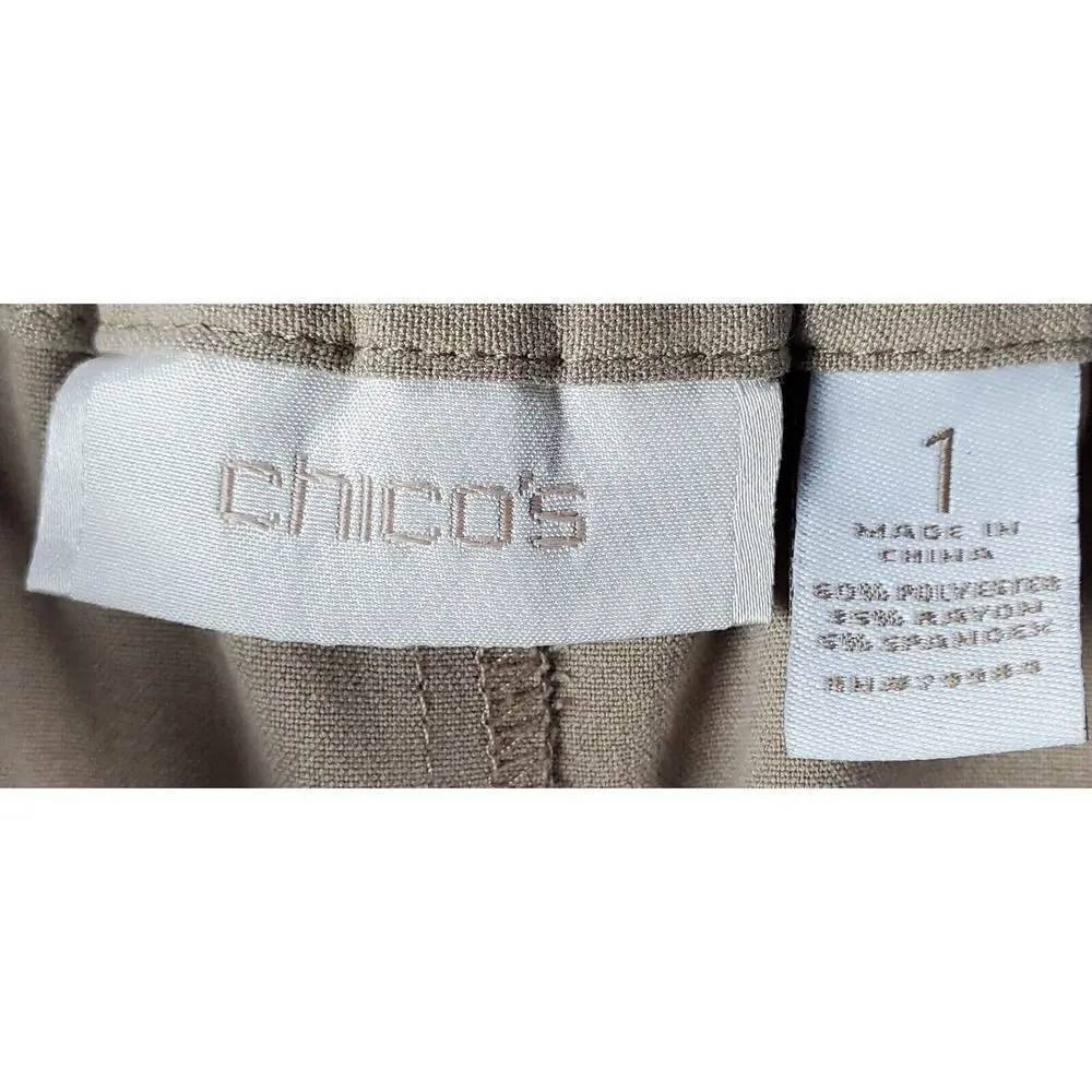 Chico's  Pants Size Medium Tan Elastic Waist Pull On Pockets Stretch Corpcore - Image 4