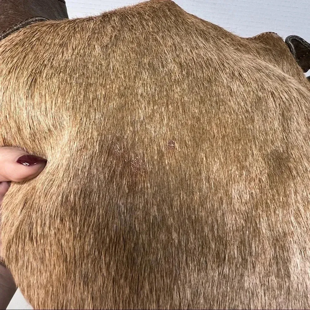 Maurizio Taiuti Italy Pony Calf Fur Brown Leather Crossbody Purse / Bag - Image 14