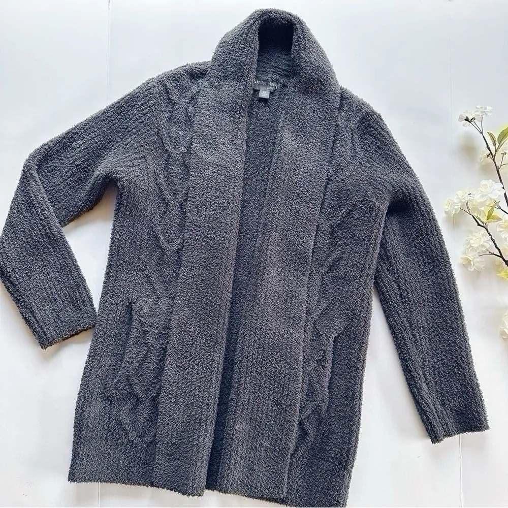NEW Barefoot Dreams Cozychic Open Knit Cardigan Sweater Dark Gray size XS - Image 2