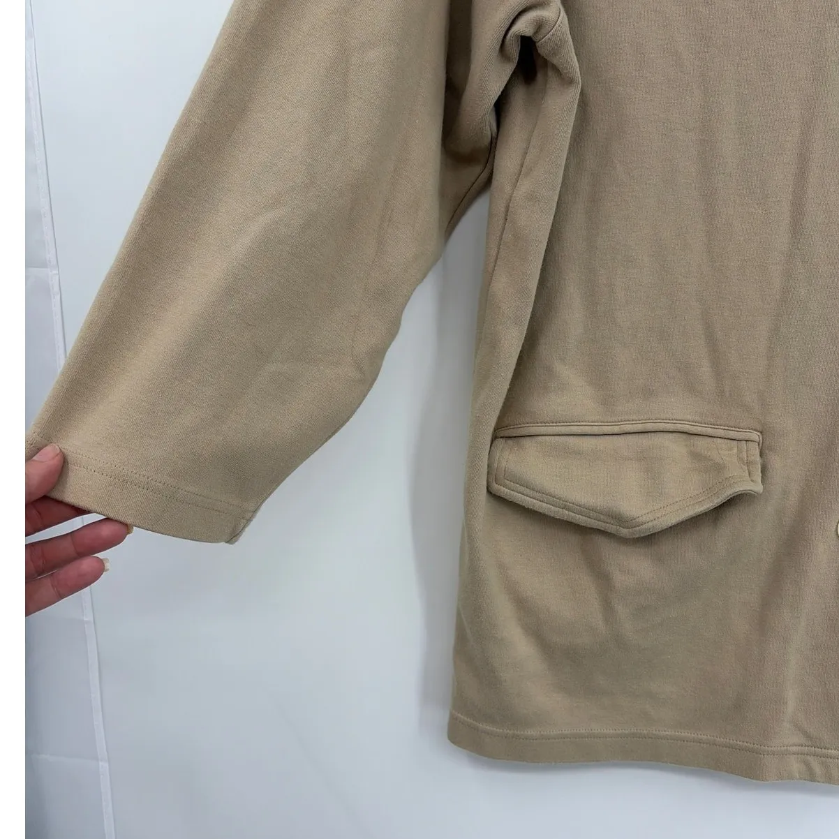 Vtg 90s Mark Fore Strike Knit Chore Womens Coat Sz L Tan Preppy Normcore Minimal Size L - Image 3