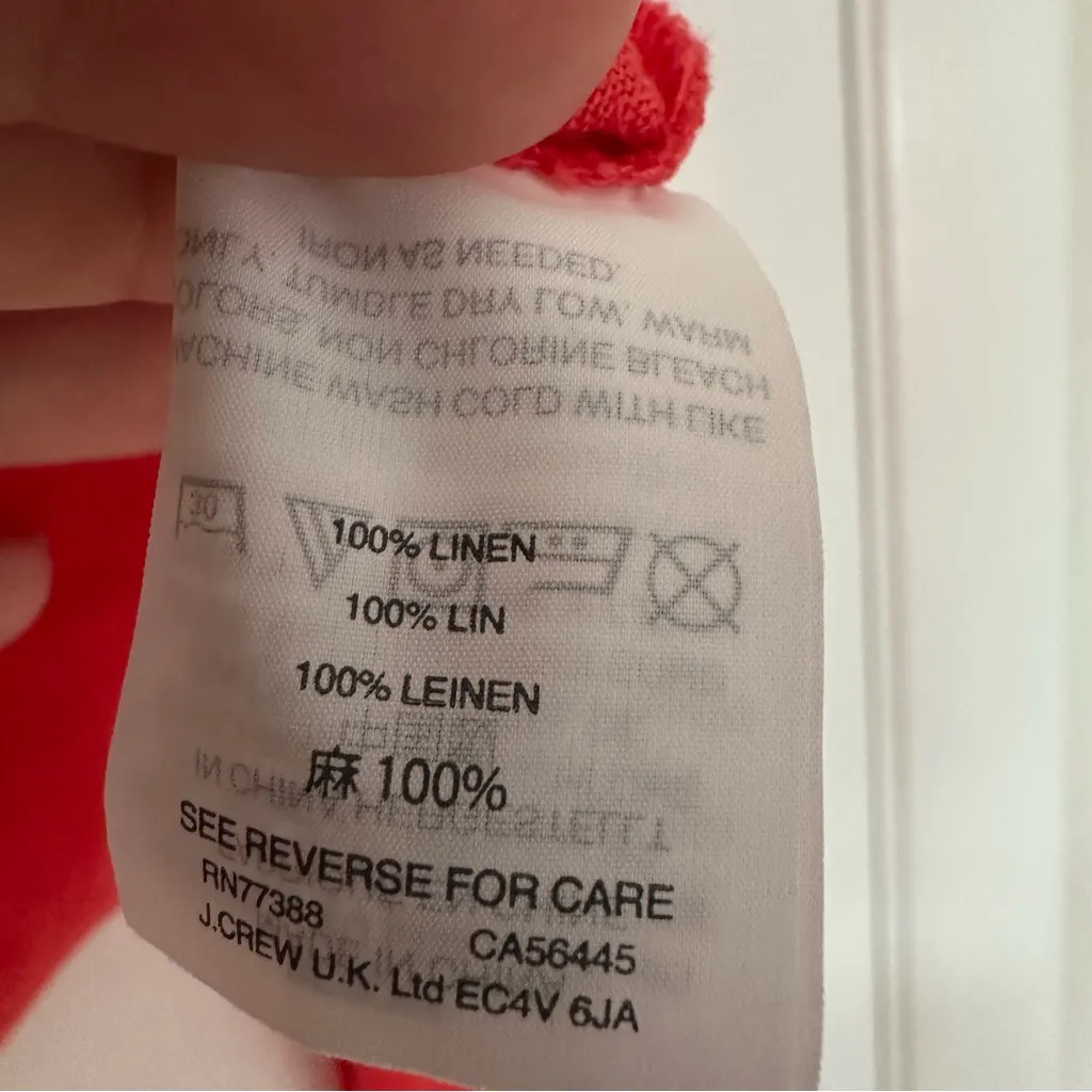 J. Crew Slim Perfect Shirt In Piece Dyed Irish Linen Baird McNutt Womens 8 - Image 5