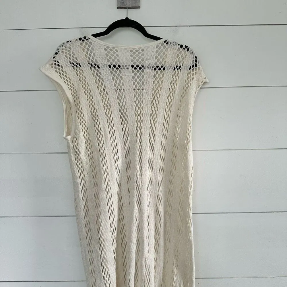 Cream Cardigan Sleeveless Beach Pool Cover Up Size undefined - Image 3