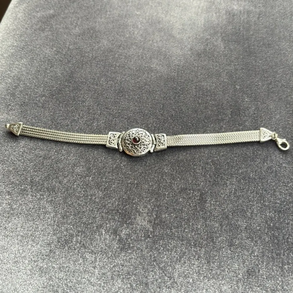 Vintage Sterling Silver Bracelet  925 Filigree Heart - Image 2