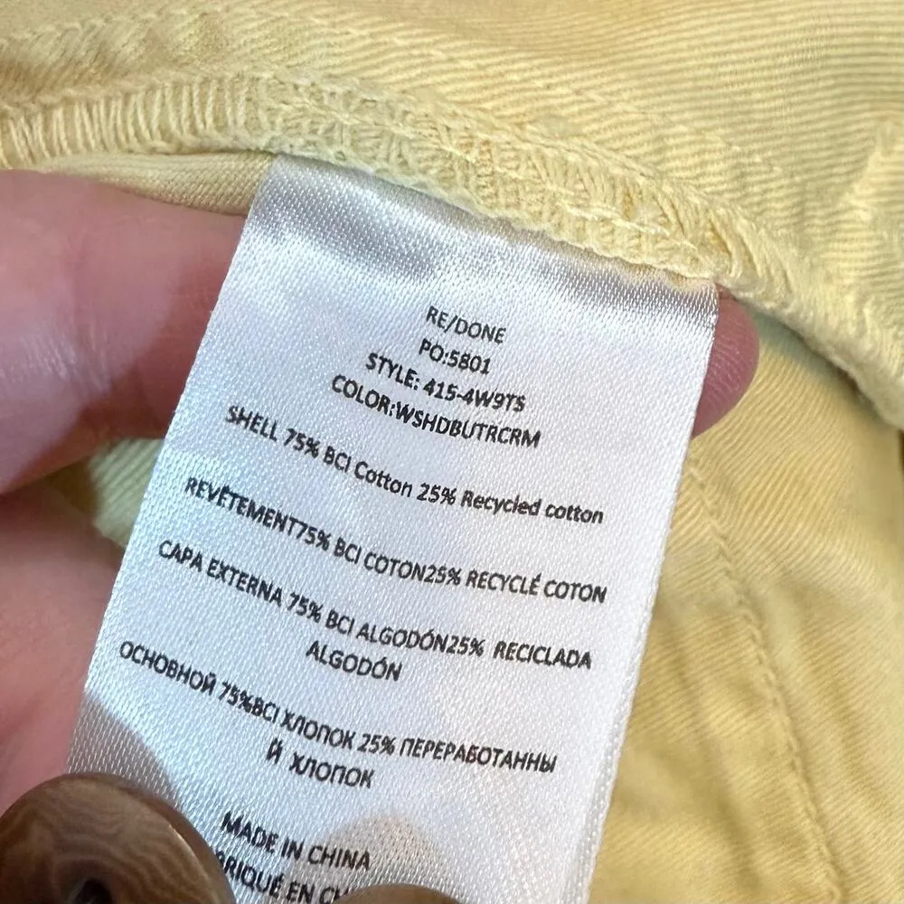 Re/Done Womens 26 Yellow Cotton Shorts Chino Trouser 90s Retro Casual Mom Spring - Image 7