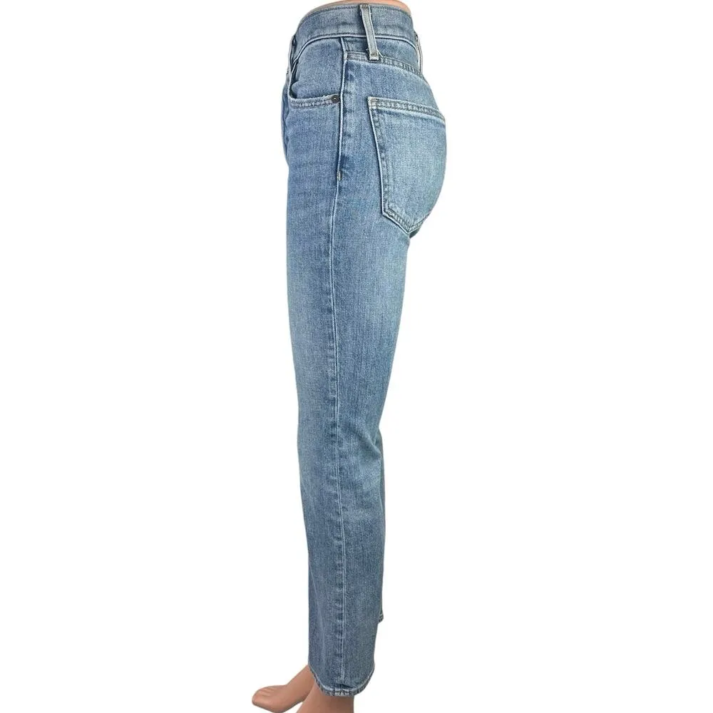 Aritzia Denim Forum Blue Light Wash The Bailey High Rise Crop Flare Jeans Sz 23 - Image 2