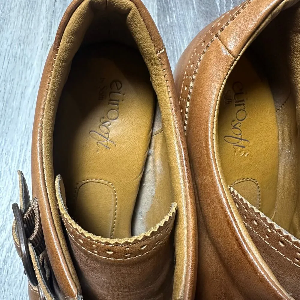 EuroSoft Sadira Brown Leather Oxford Buckle Booties Size 9.5 - Image 5