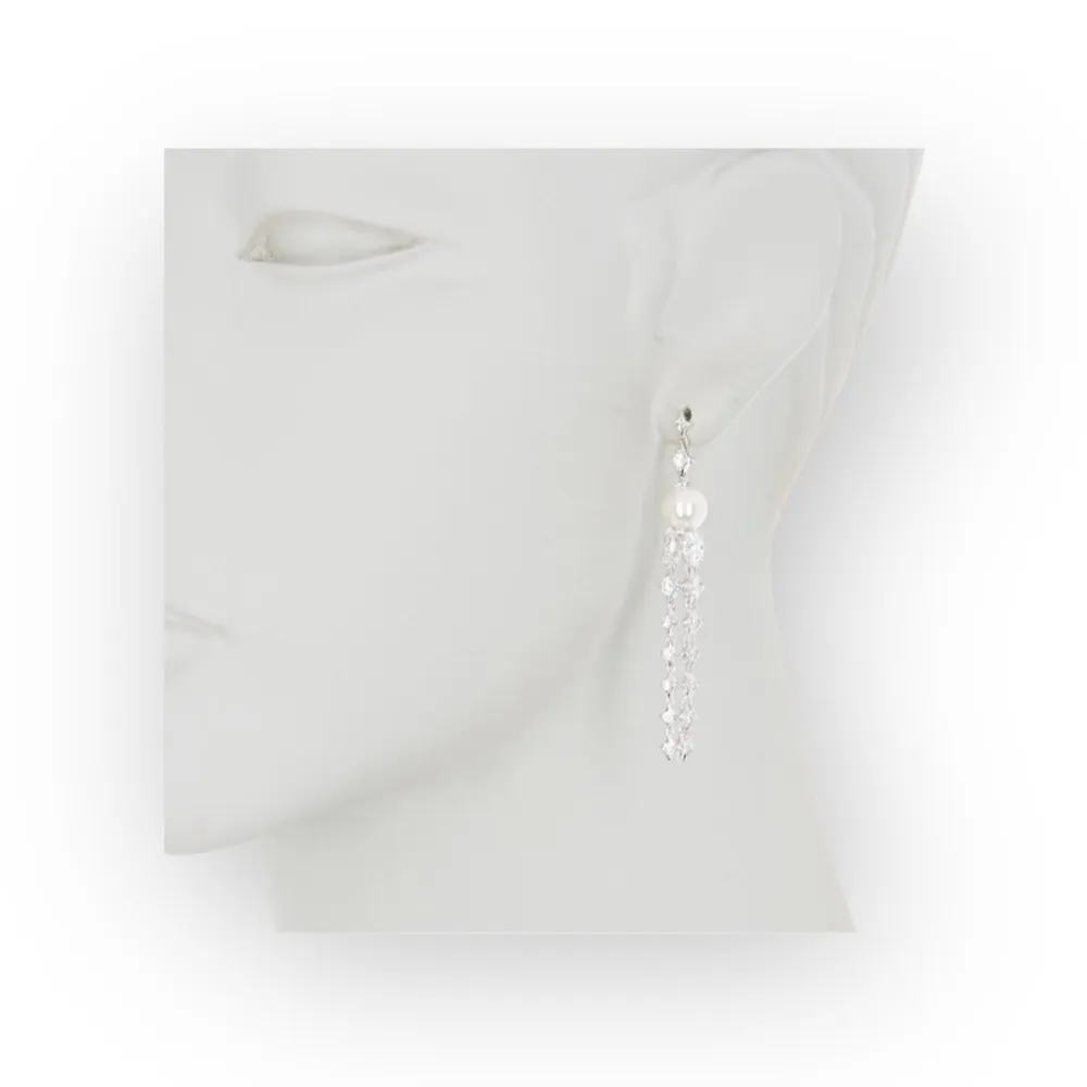 new Nadri ♕ Pearl Crystal Drop Bride Earrings ♕ Rhodium ♕ Wedding Bridal Jewelry Silver - Image 14