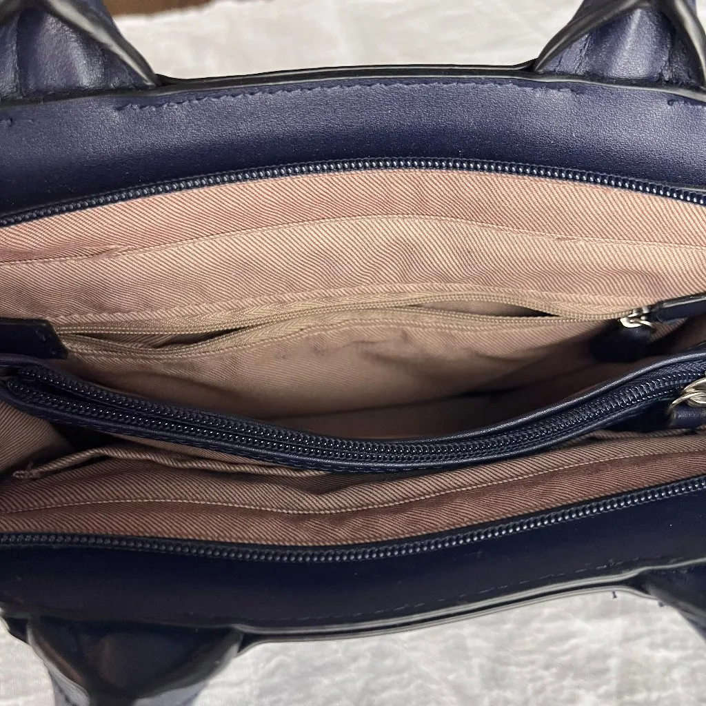 London Fog Purse Dark Blue/Navy Top Handle Satchel Purse With Crossbody Strap - Image 10