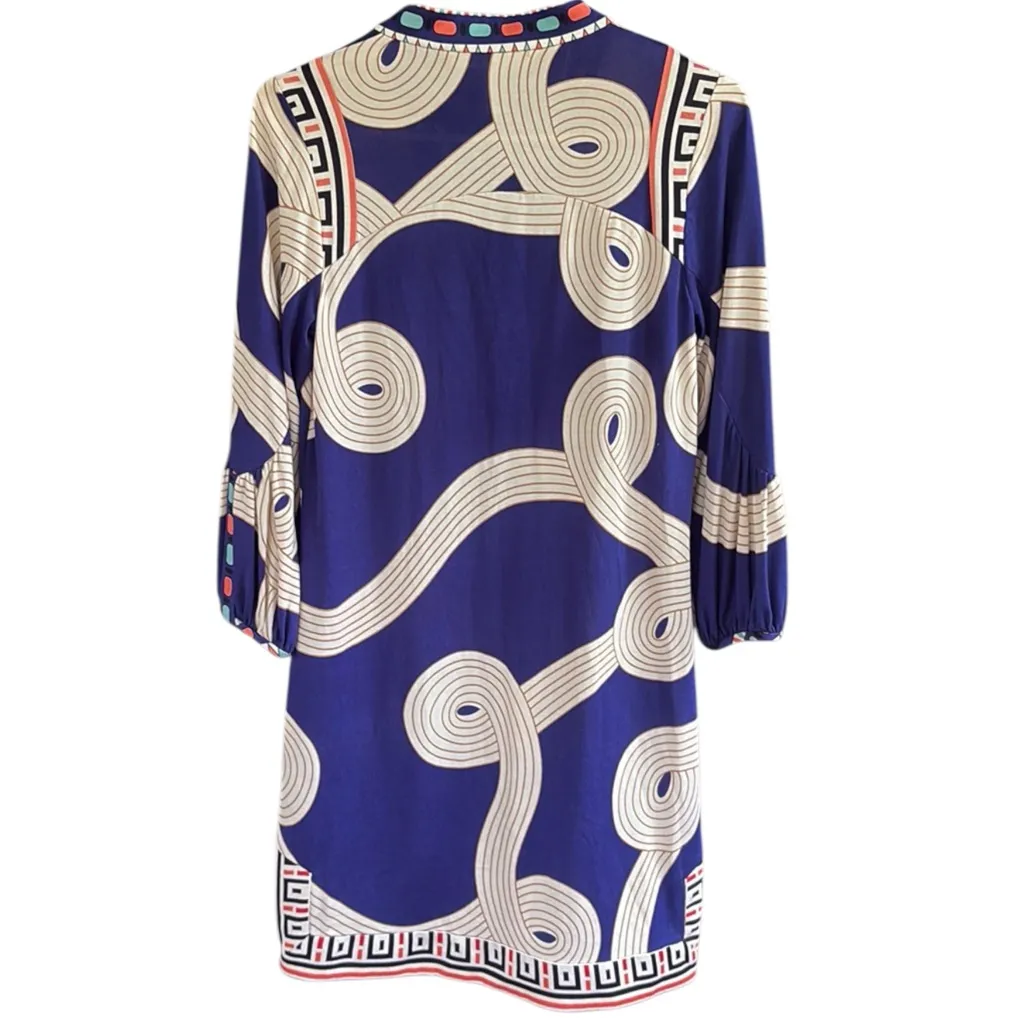 EUC Diane Von Furstenberg Silk Jersey Tunic Dress Blue Swirls Size 6 - Image 8