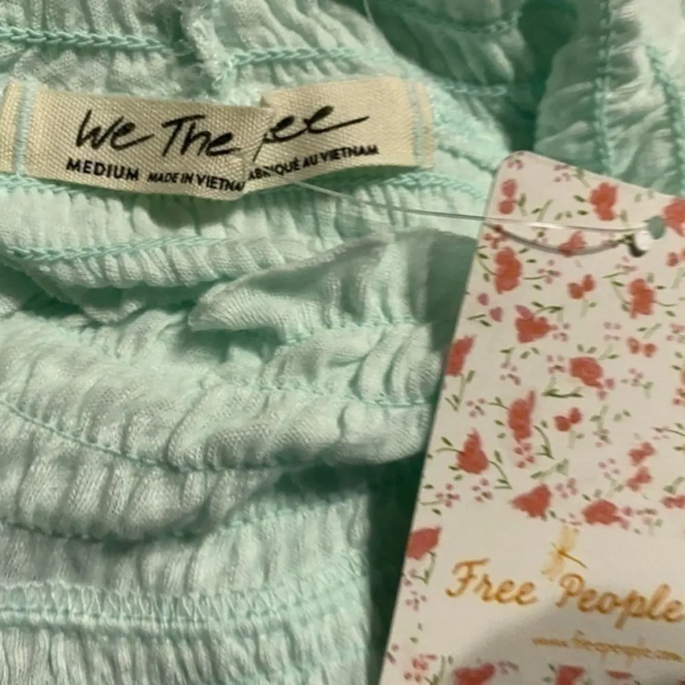 Free People Caroline Iced Aqua Long Sleeve Shirred Turtleneck Top Size M NWT - Image 7