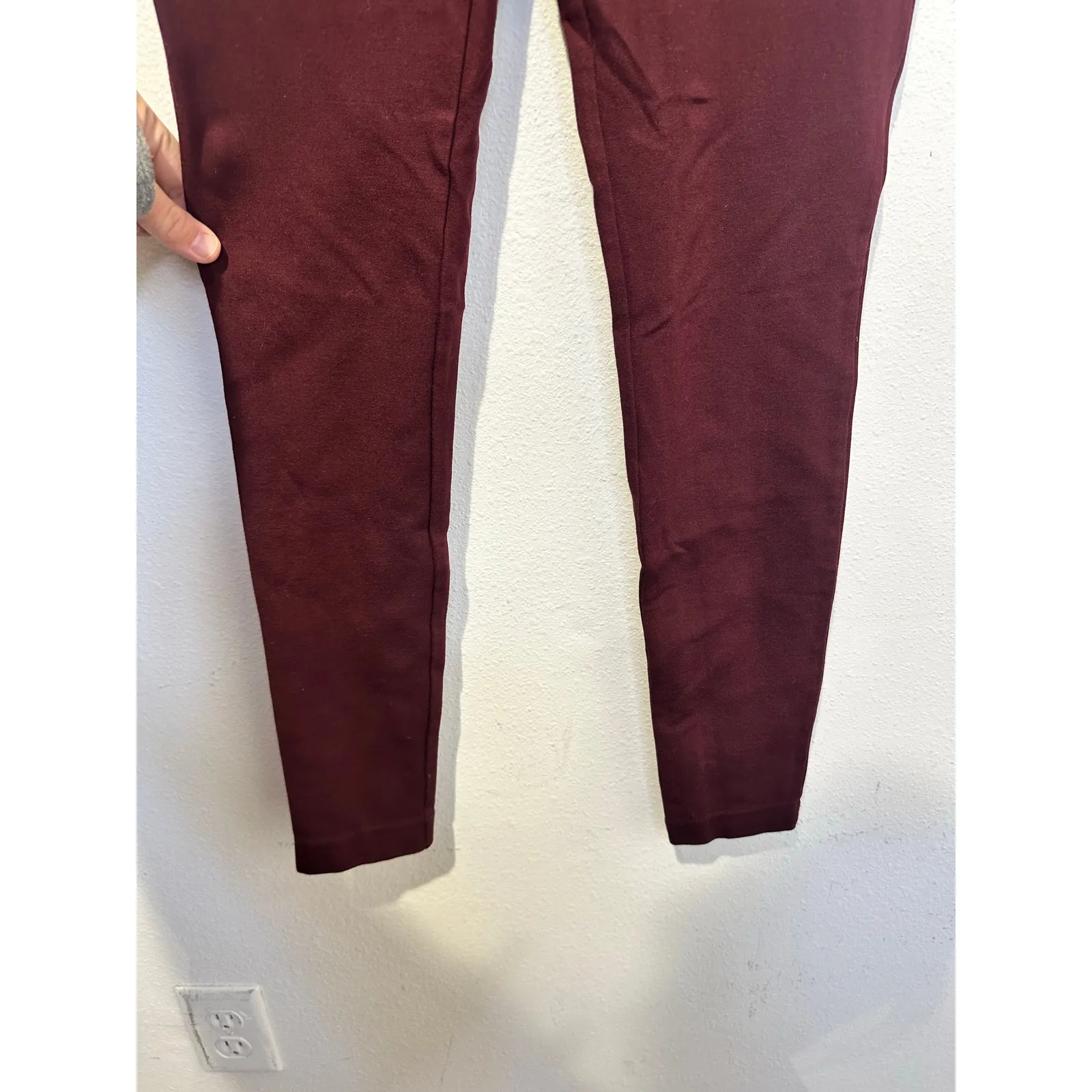 Daniel CREMIEUX Burgundy Maroon Skinny Fitted Pull On Pants size Extra Small Red - Image 3