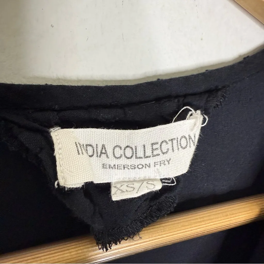 Emerson Fry Isla Dress India Collection Swiss Dot Organic Cotton XS/Small Black - Image 5