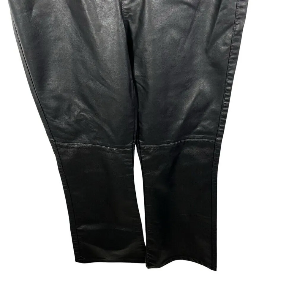 Free People Sasha Kick Flare Faux Leather Pants Womens Size 4 Black‎ Bikercore - Image 4