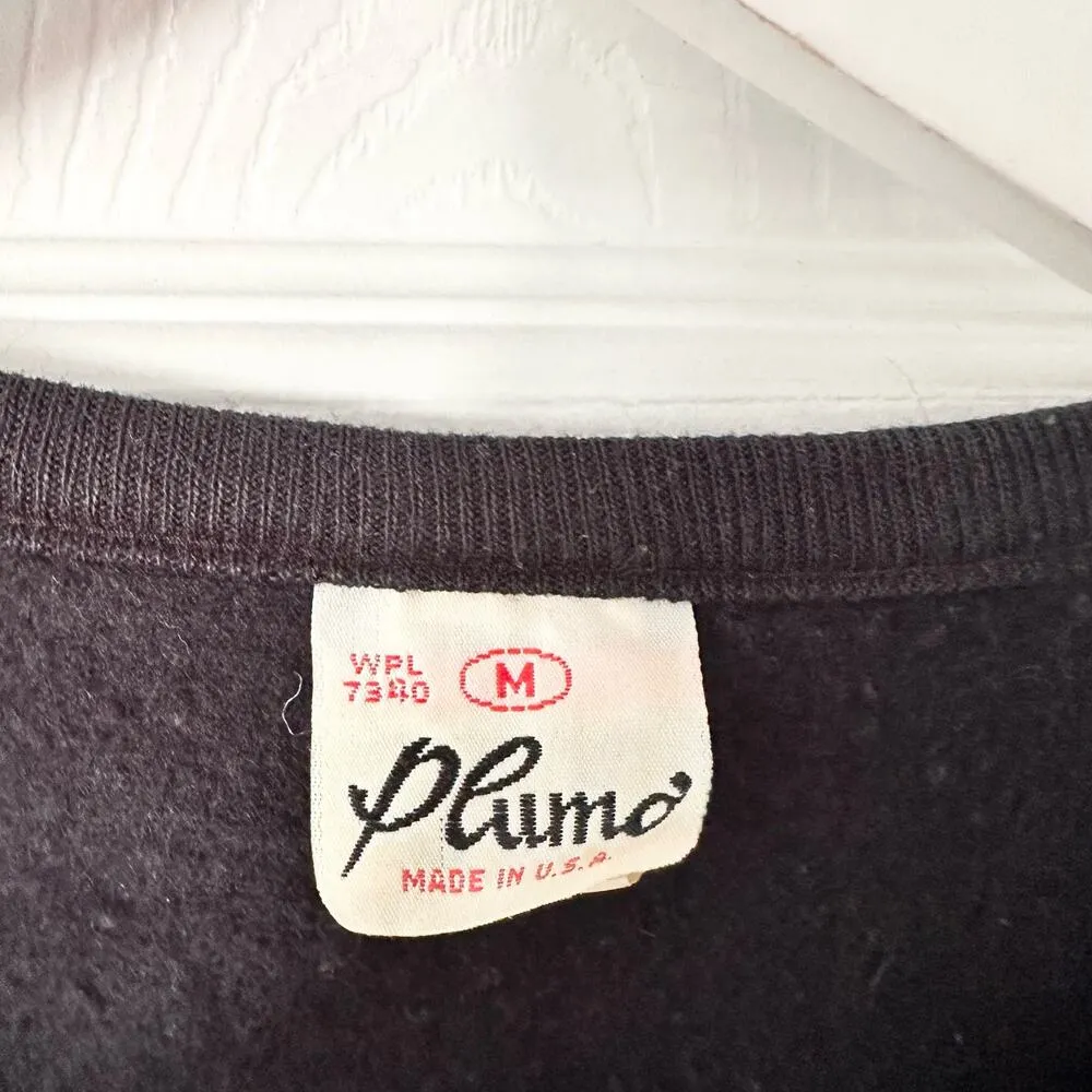 Plumo Pluma Vintage USA Made Black 80s Shimmer Floral Metallic Fan Sweatshirt M Size M - Image 6