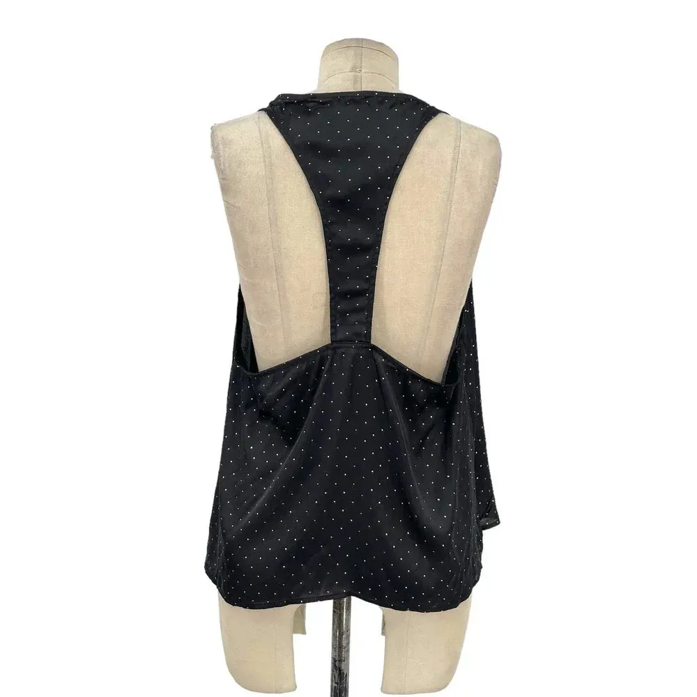 Free People Intimately Black Satin‎ Gold Stud Polka Dot Tank Top Size Large - Image 5