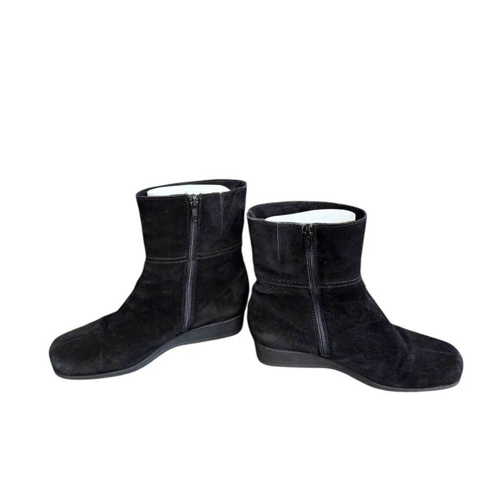 La Canadienne Sanford Suede Leather Buckle Zip Winter Ankle Boot Bootie Black 7 - Image 4