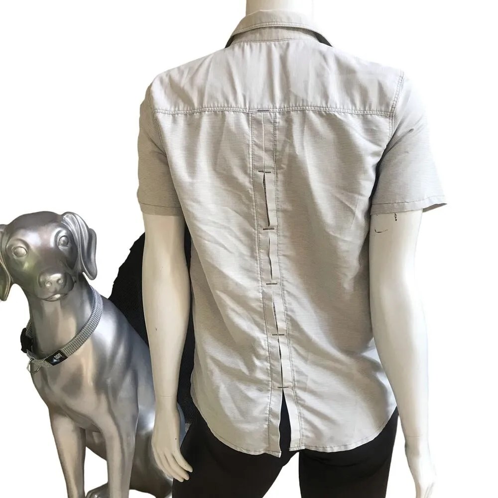 Mountain Hardwear Button Down Gray Short Sleeve Hiking Shirt Women's Size Small - Image 3