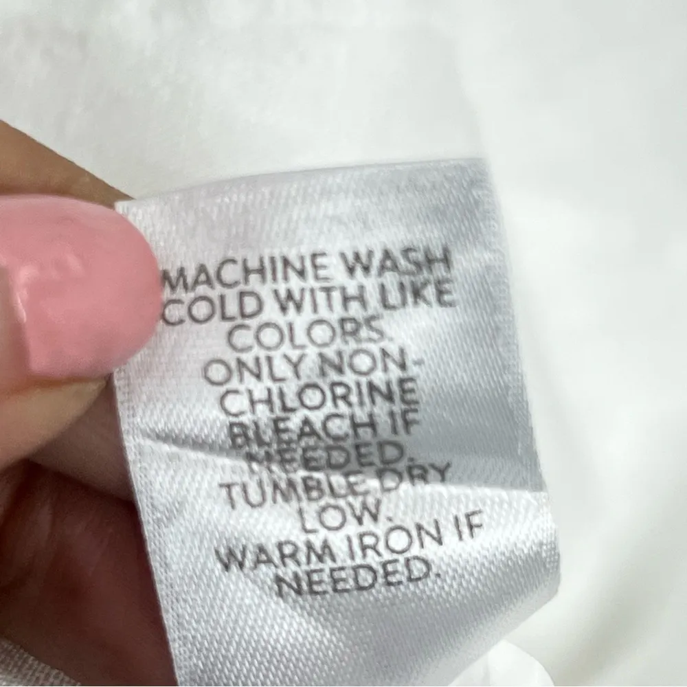 J.Jill Love Linen Womens L collared Blouse top popover Roll Up Sleeves w/pockets - Image 7