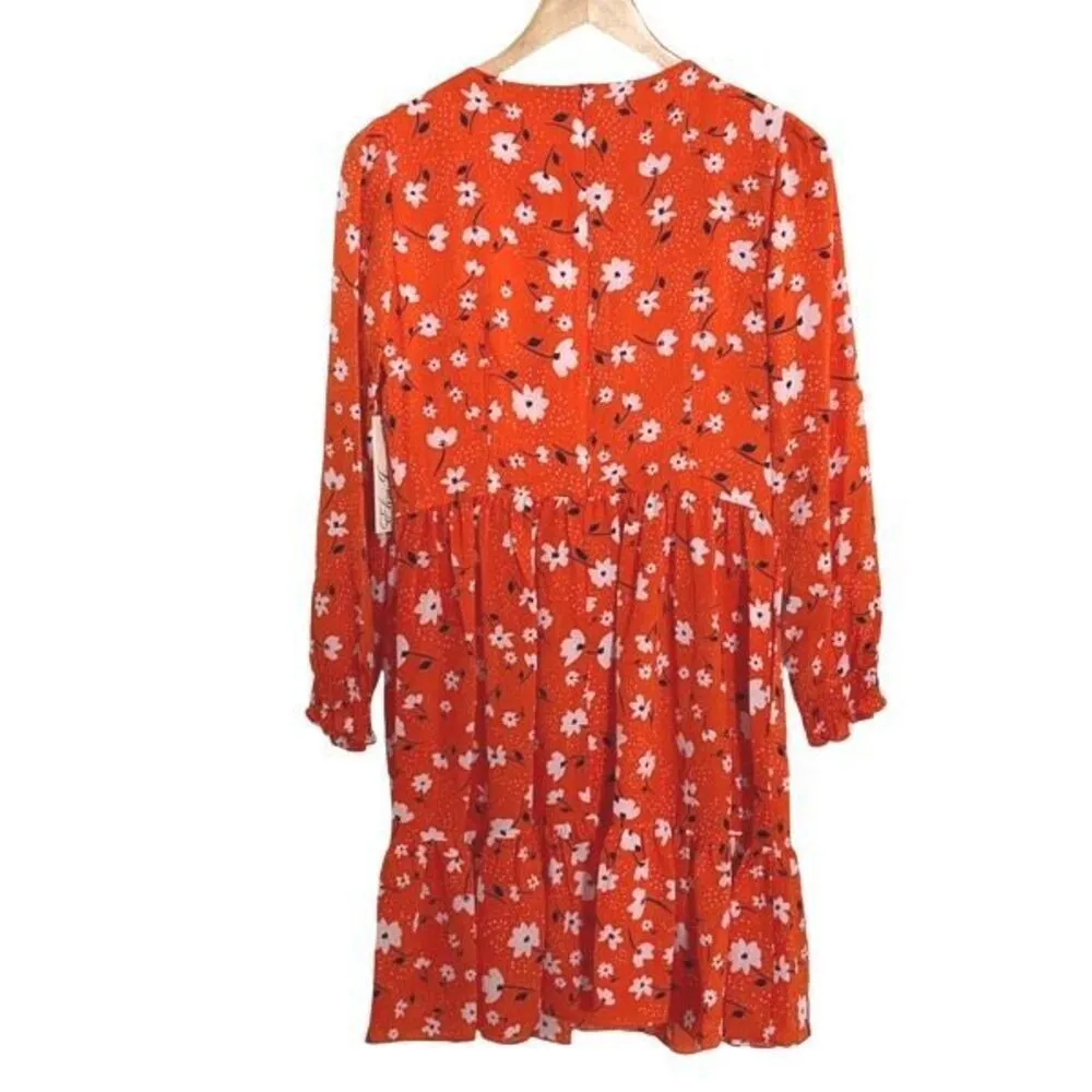 Eliza J Women's Tiered Formal Floral Soft‎ Short Dress Red Orange Size 6 - Image 6