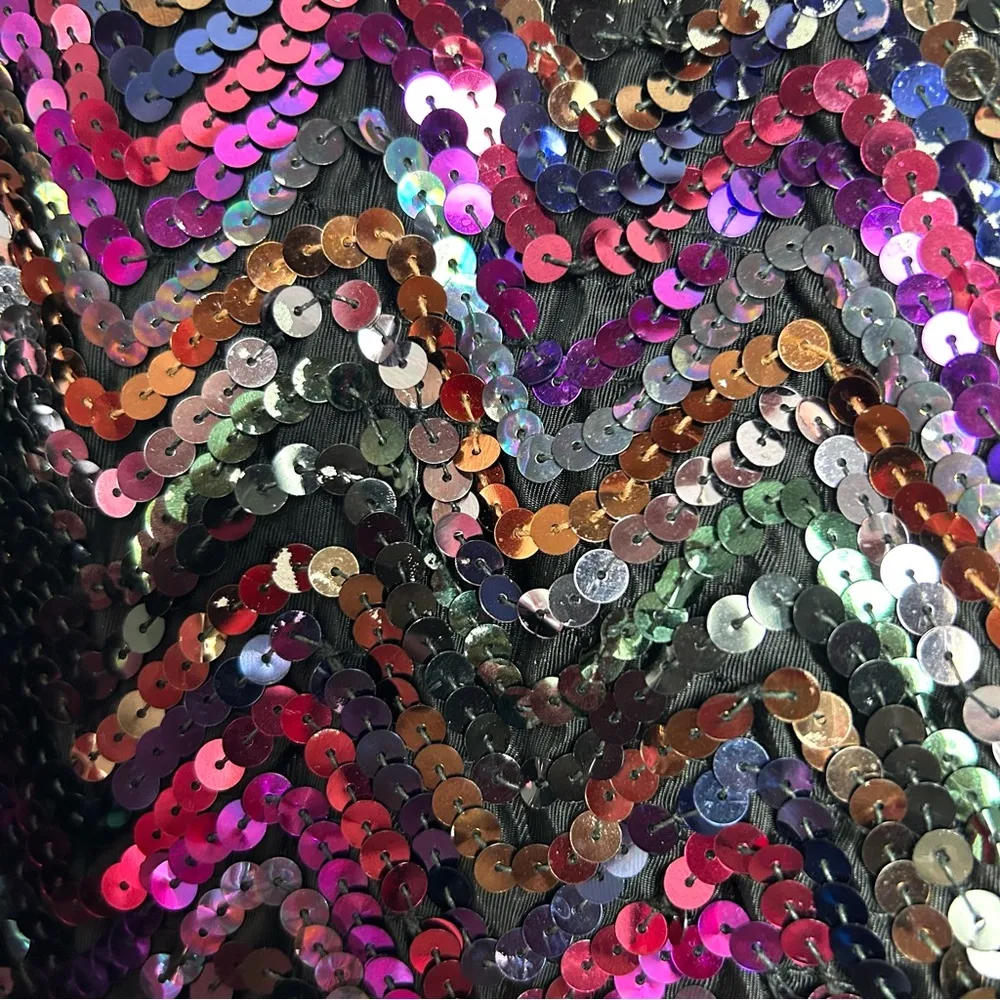 Vintage Sequin Blazer Black and Multicolor Zig Zag Design Size 8 - Image 4