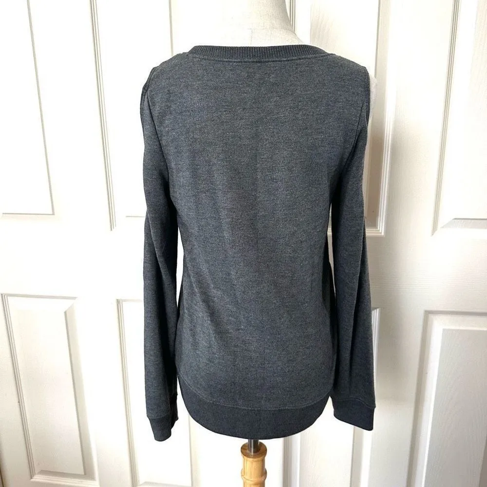 Aerie grey cut out shoulder long sleeved sweatshirt - Image 3