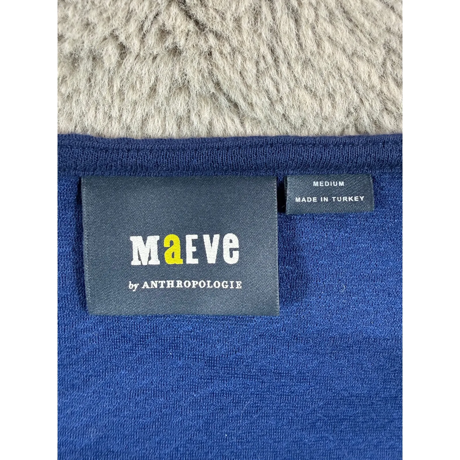 Maeve by Anthropologie Ruched Sweetheart Textured Top Navy Blue Size M Babydoll - Image 5