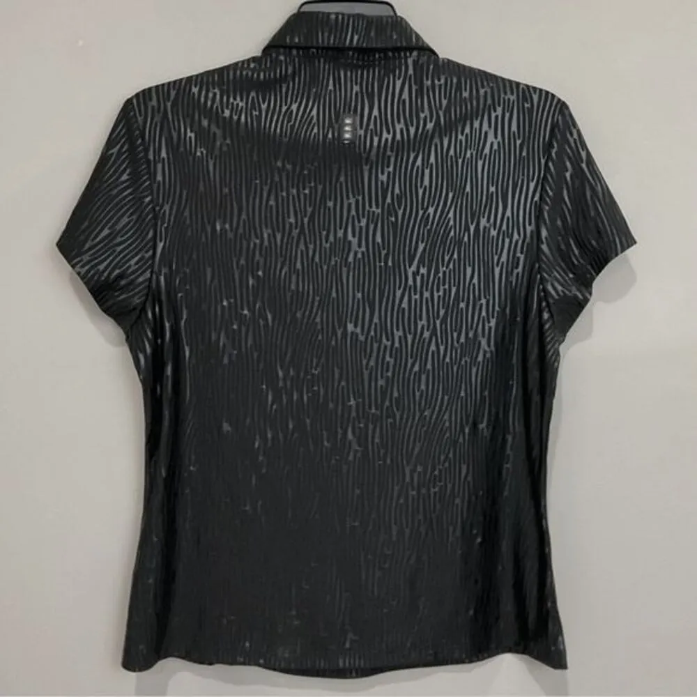 Jamie Sadock Black Golf Polo Tonal Abstract Print Shirt Slim Fit Sz Small - Image 5