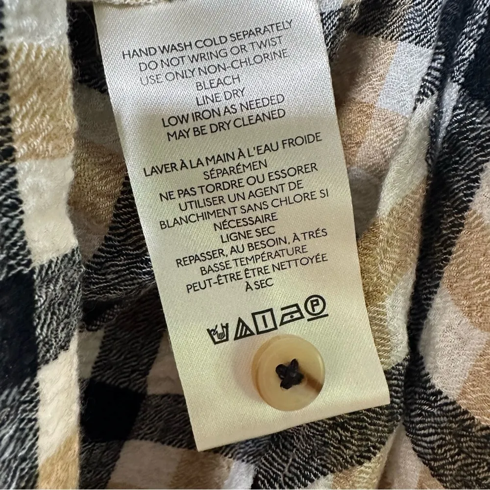 Pilcro Anthropologie Check Button Down Ruffle Shirt Size Large - Image 9