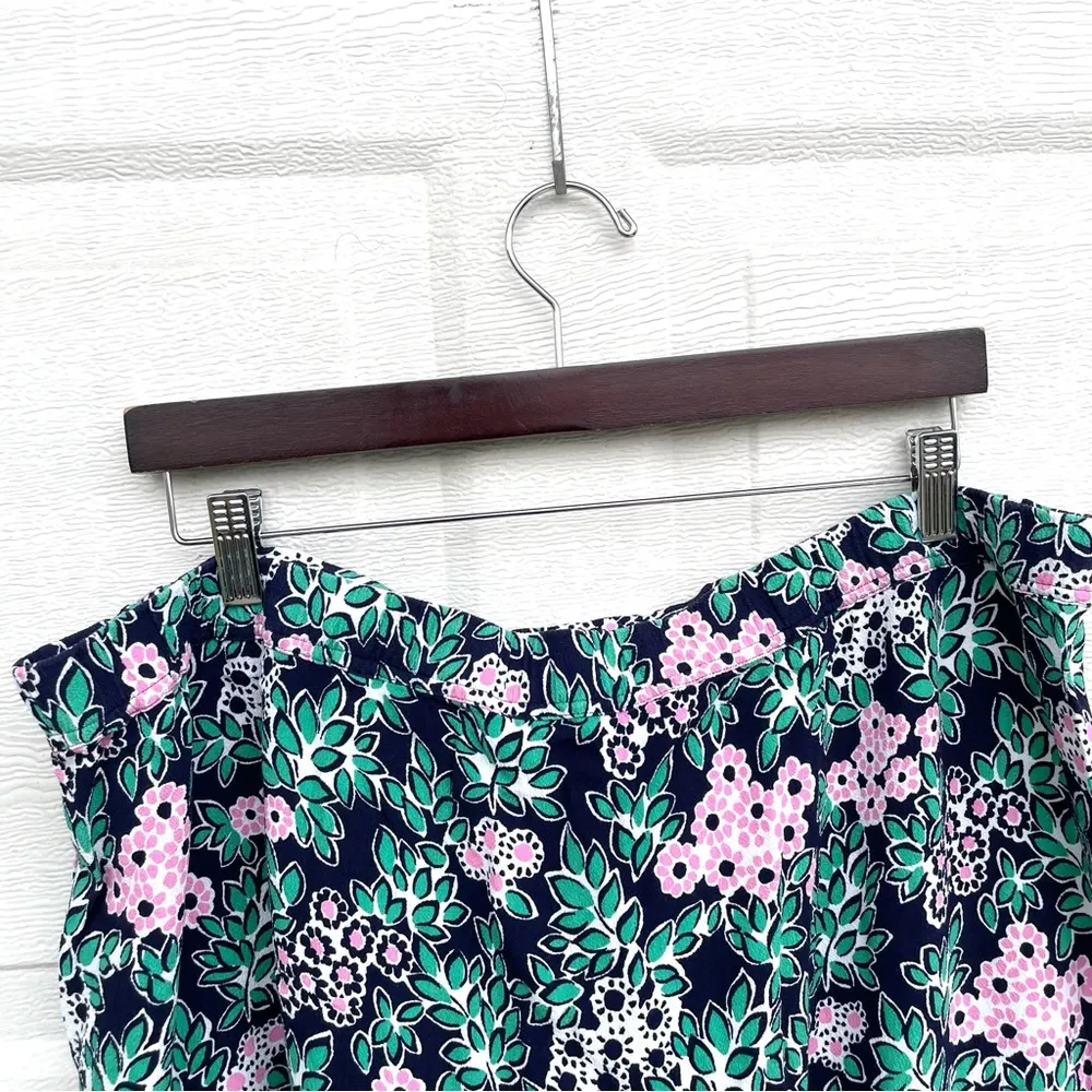 Draper James Womens Mini Skirt Blue Green Tropical Floral Drawstring Spring XXL - Image 5