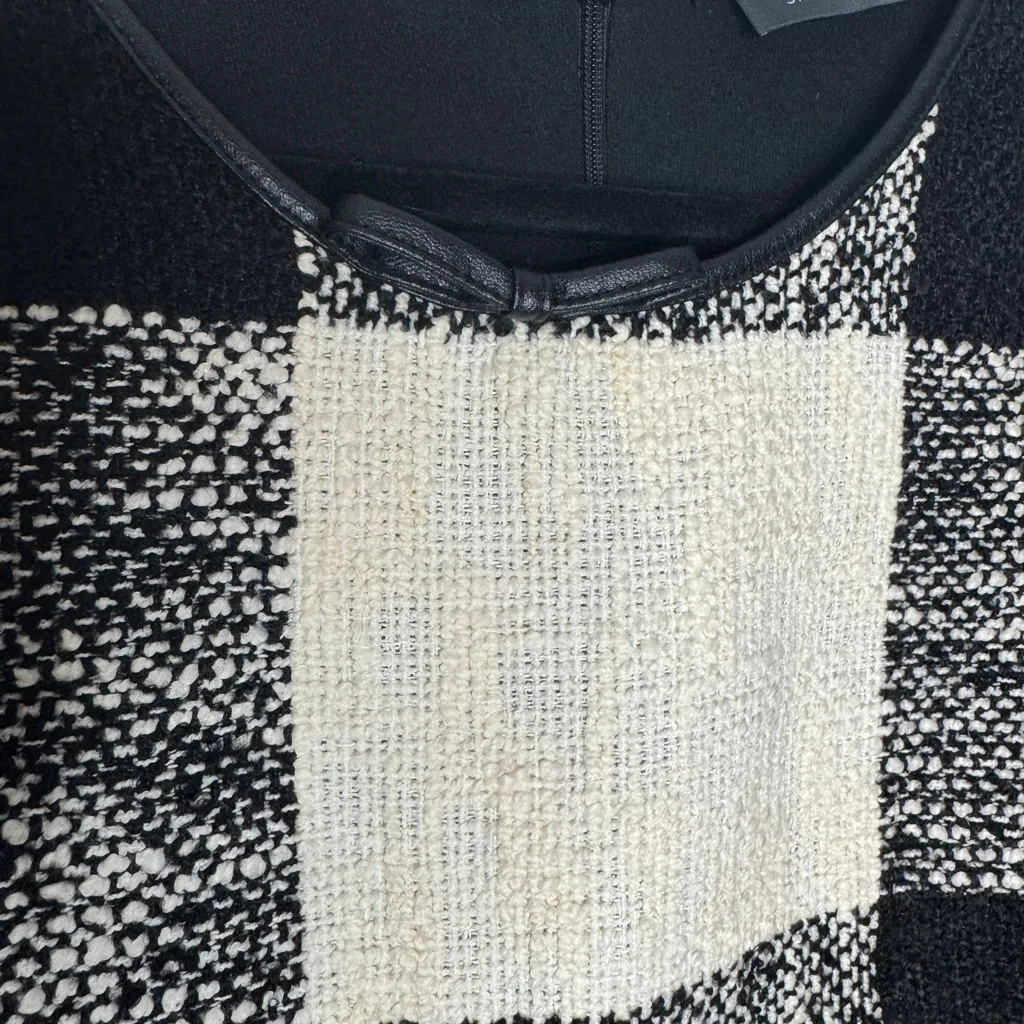 SANDRO FERRONE‎ NWT Tweed Checkers Shift Dress EU 42/US 12 Black - Image 6