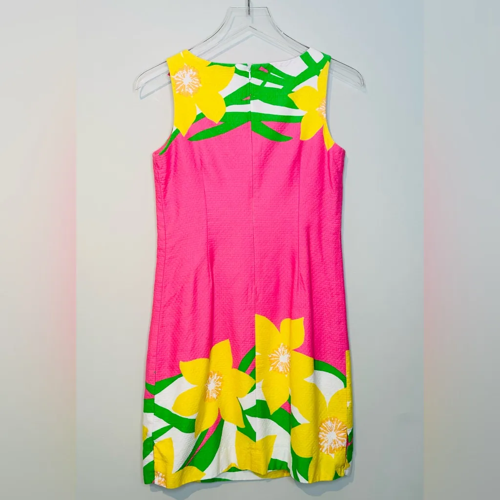 Lilly Pulitzer Stephanie Dancing Daffodils Pink Yellow Shift Dress Size 0 - Image 2