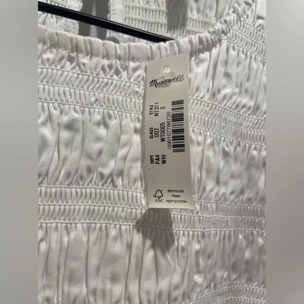 Madewell The Melody‎ Bubble-Hem Smocked Midi Dress In Poplin Size S - Image 6