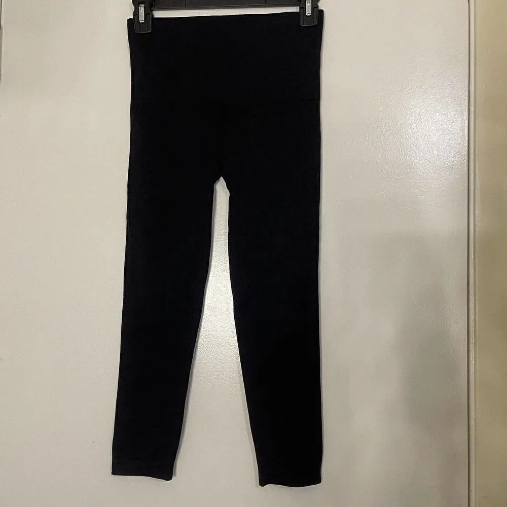 SPANX black cropped high waist tummy control shaping leggings size medium - Image 3
