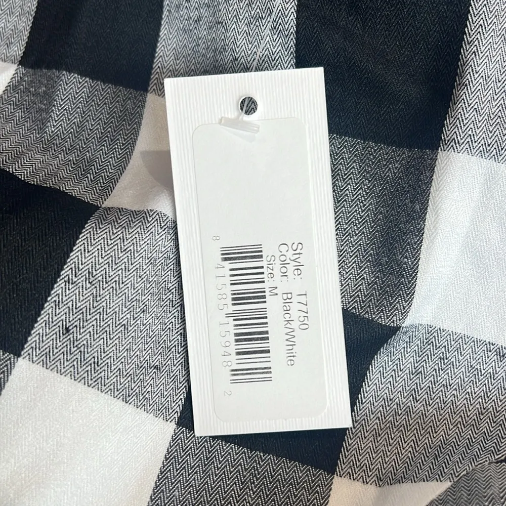 Sugar + Lips Black and White Check Sleeveless Tie Front Cropped Blouse NWT - Image 6