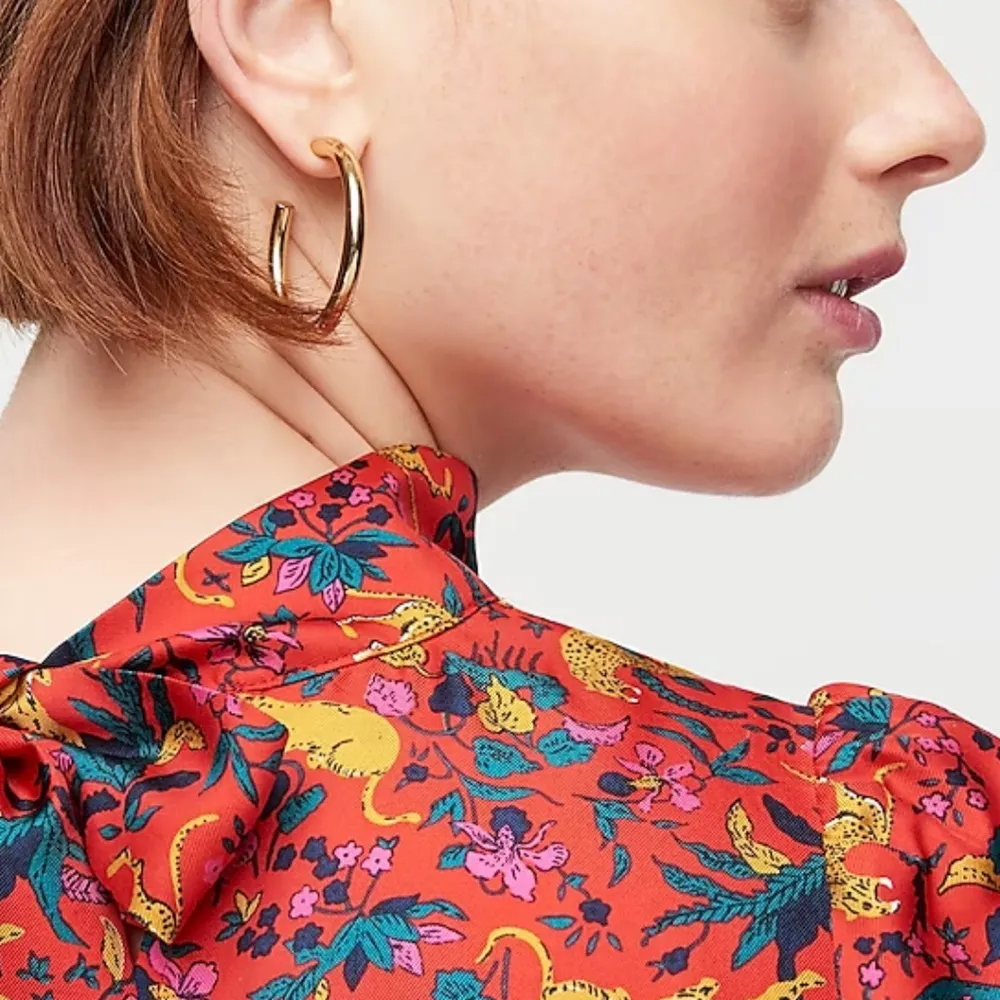 J. Crew Mini Tube Hoop Earrings in Matte Gold - Image 2
