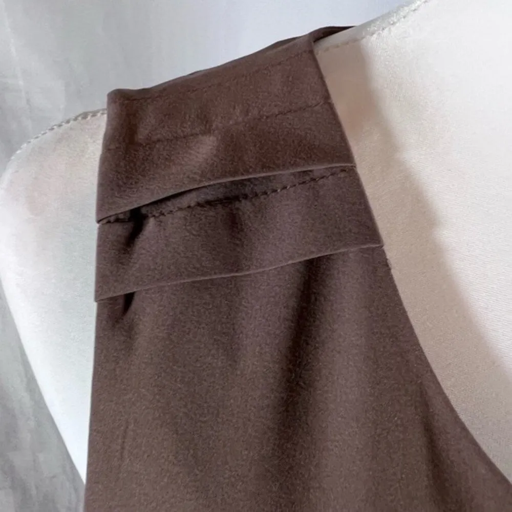 Mocha sheath dress with animal print chiffon scarf belt size large - Image 3