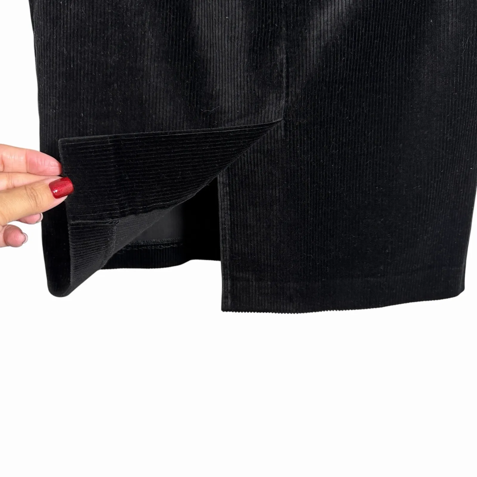 Weekend Max Mara Black Corduroy Pencil Skirt US 4 Stretch Back Slit Quiet Luxury - Image 5