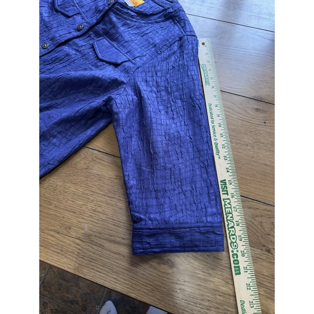 Ruby Rd. Women Size 20W Blue Button Down Jacket Polyester Textured Lightweight - Image 6