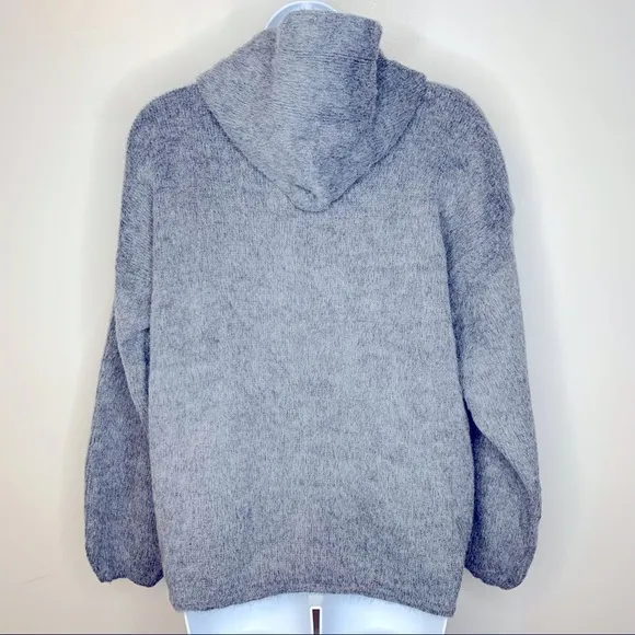 Grey Alpaca Fur Zip‎ Up Hooded Jacket Gray - Image 2