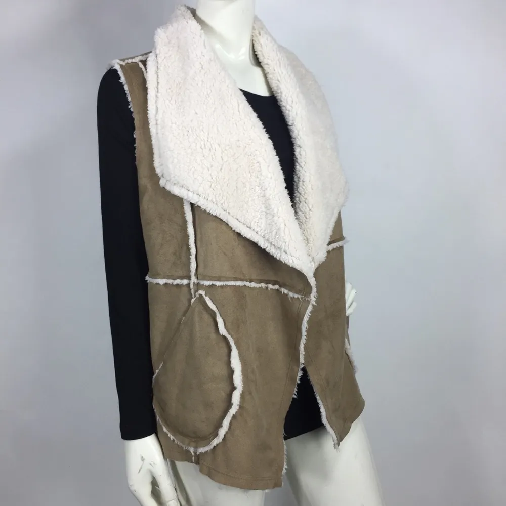 Caslon Reversible Faux Shearling Vest XS - Image 3